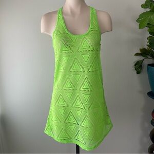 Lagaci Beach Dress Cover Up Neon Green Racerback Mesh Swim Swimwear Size Medium